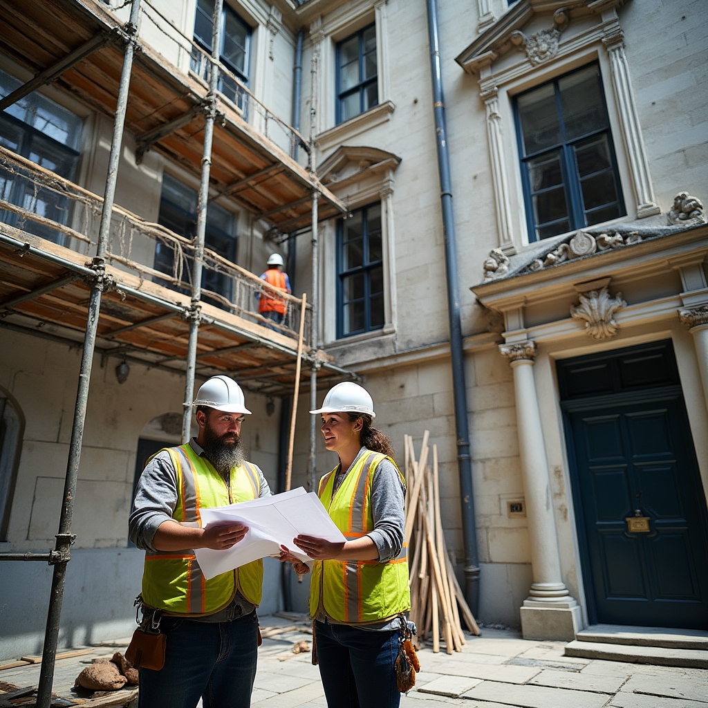 Historic building restoration in progress